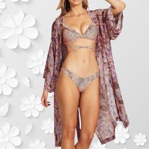 Seafolly Pink Purple Paisley Swim Coverup Robe